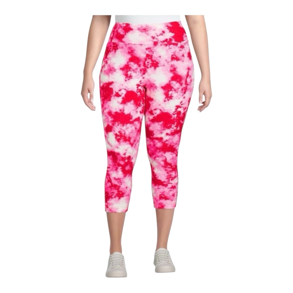 TERRA & SKY Womens Plus Size 1X (16W-18W) Tie Dye Cropped Pull On Leggings Pants